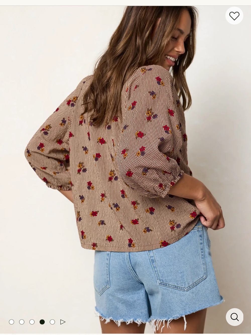 NATURAL LIFE Abby Blouse in Ditsy Garden Stripe - Picture 2 of 9